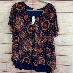 NWT Avenue Mandala Print Plus Size Blouse